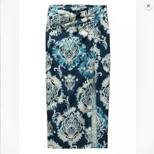 ZARA WRAP STYLE PAISLEY FLORAL BLUE PATTERNED MAXI SKIRT